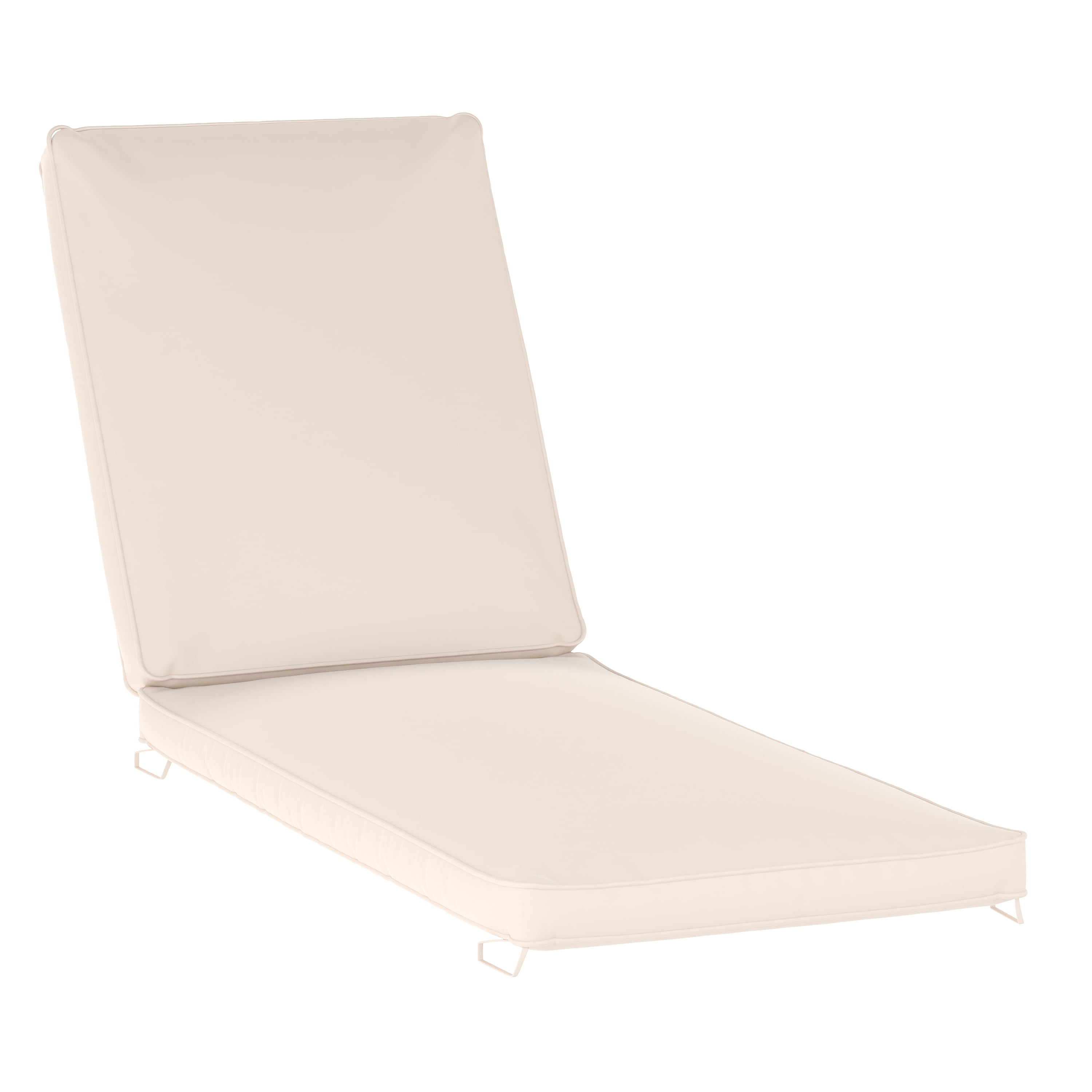 Beige Water-Resistant Outdoor Chaise Lounge Cushion with Foam Layer