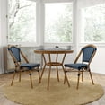 thumbnail image 1 of Merrick Lane Bistro Style Table with Glass Top, Black & White PE Rattan, 4 Stack Chairs, and Bamboo Finished Metal Frame for Indoor/Outdoor Use, 1 of 10