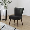 thumbnail image 1 of Merrick Lane Black Faux Leather Mid-Back Retro Accent Side Chair with Flared Wooden Legs, 1 of 10