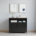 thumbnail image 1 of Merrick Lane Buffet and Sideboard with Storage Cabinet and Upper Shelf in Black with Walnut Finish Top, 1 of 12