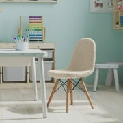 Merrick Lane Childrens Faux Faux Shearling Accent Chair, Modern Accent Chair For Bedroom, Entryway, and Living Room In Elegant Off-White