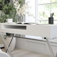thumbnail image 1 of Merrick Lane Contemporary Granite Computer Desk with Metal Frame and Keyboard Tray, White, 1 of 13