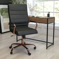 thumbnail image 1 of Merrick Lane Contemporary High-Back Black Faux Leather Home Office Chair with Padded Rose Gold Arms, 1 of 16