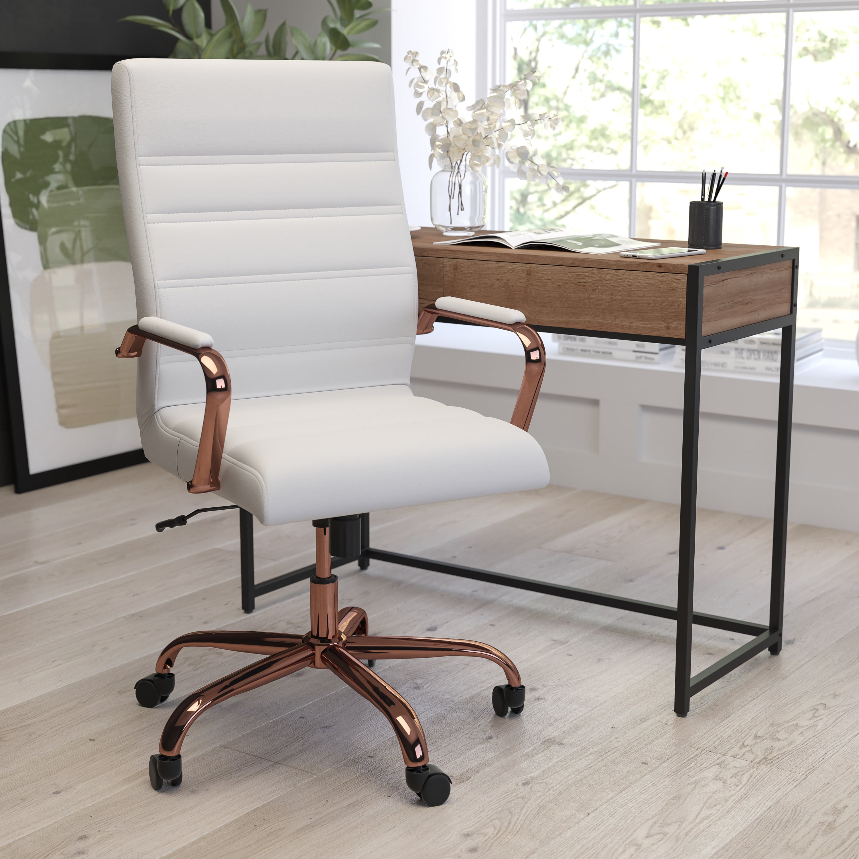 MAYKOOSH White High Back Executive Premium Faux Leather Office Chair with Back  Support, Armrest and Lumbar Support 29478MK - The Home Depot