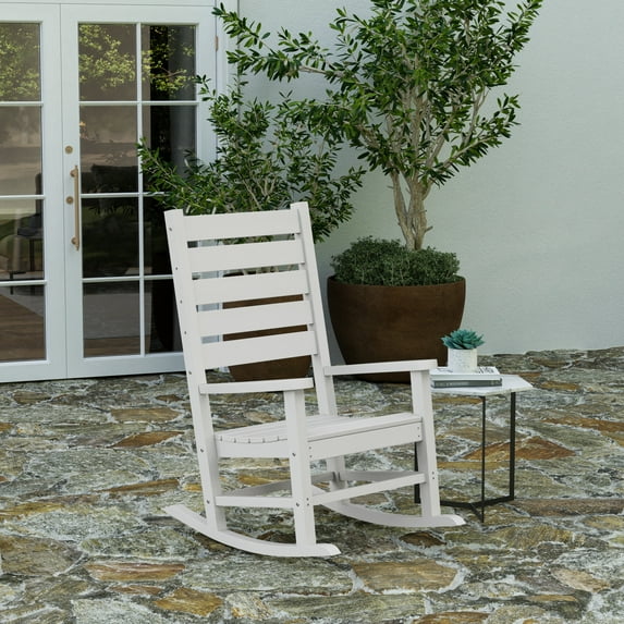 Merrick Lane Contemporary Rocking Chair, All-Weather HDPE, White