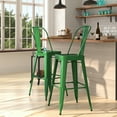 thumbnail image 1 of Merrick Lane Contemporary Square Indoor-Outdoor Use Curved slatted back Bar Height Stool, Green, 1 of 11