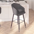 thumbnail image 1 of Merrick Lane Faux Leather Bronze Accents Bar Stool, Gray/Walnut, 1 of 12