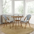 thumbnail image 1 of Merrick Lane French Bistro Style Table with Glass Top, Black & White Textilene, 2 Stack Chairs, and Light Bamboo Finished Metal Frame for Indoor/Outdoor Use, 1 of 10