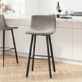 thumbnail image 1 of Merrick Lane Gray Faux Leather Low Back Bucket Seat Bar Stools, Gray/Black (Set of 2), 1 of 11
