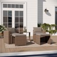 thumbnail image 1 of Merrick Lane Gray/Natural Woven Rattan Modular Sofa Set for Indoor/Outdoor Use with Loveseat, Two Ottomans, and Tempered Glass Table, 1 of 11