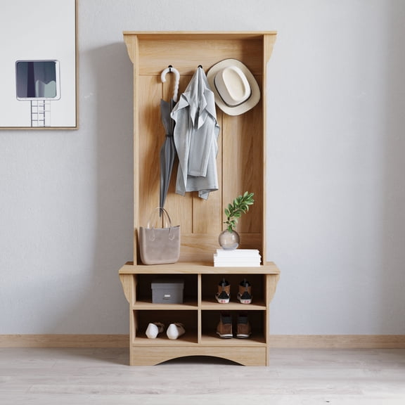 Merrick Lane Hallway Tree with Bench Seating, Weathered Wood