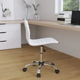 thumbnail image 1 of Merrick Lane Home Office Chair Ergonomic White Ribbed Low Back and Seat Armless Contemporary Computer Desk Chair with Chrome Border, 1 of 16