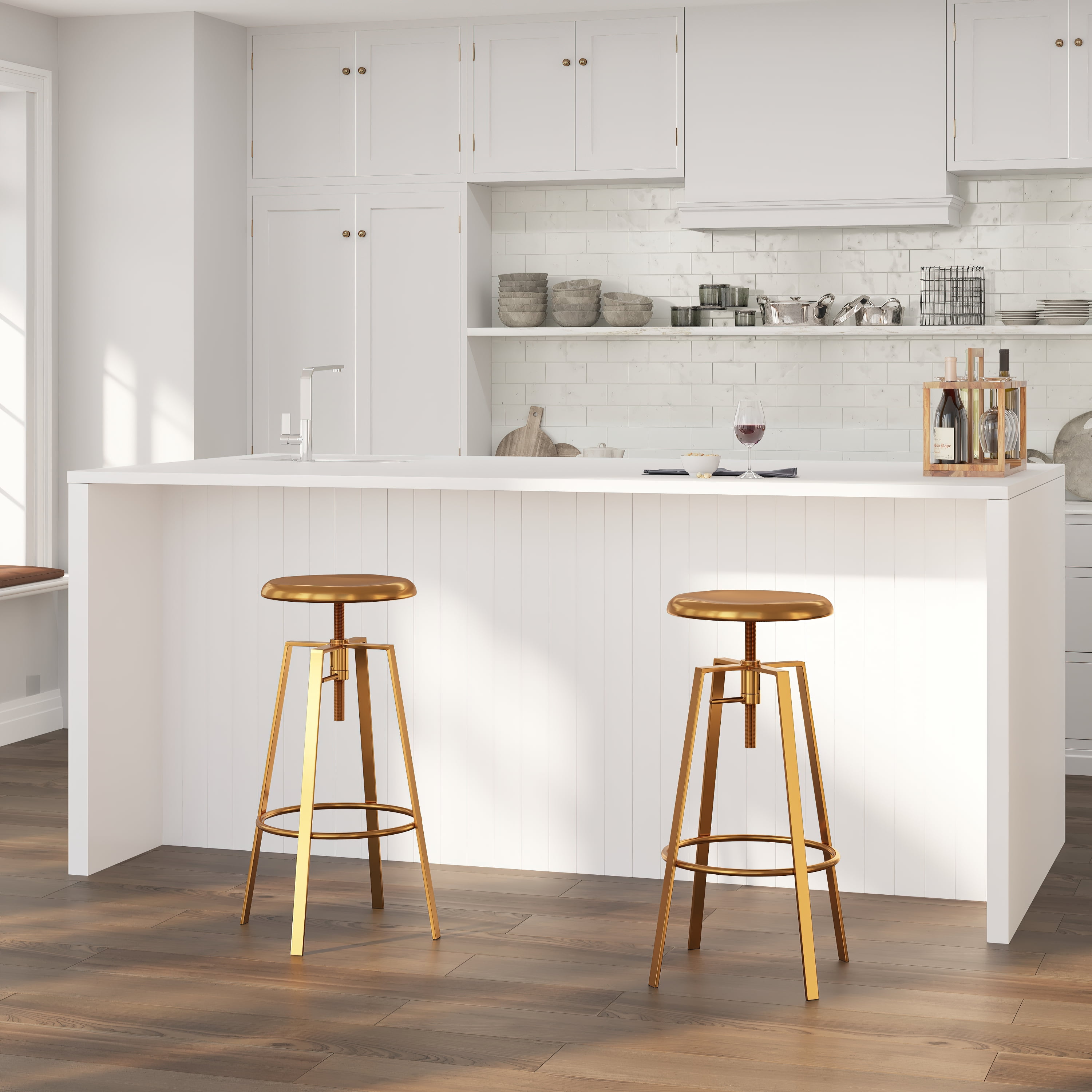 Industrial Style Bar Stool With Storage photo