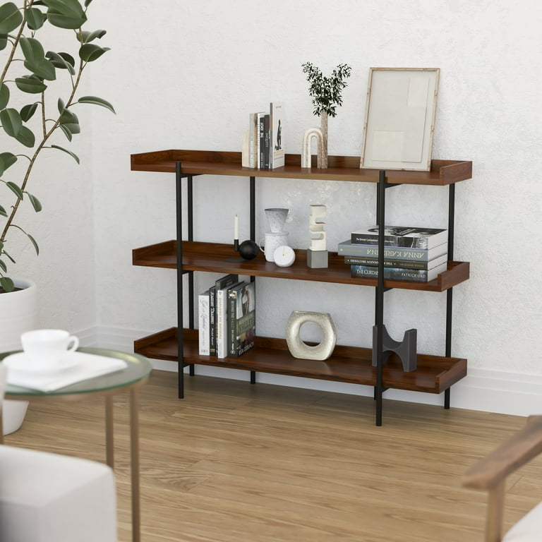 Merrick Lane 3-Tier Industrial Style Rustic Brown Open Shelf