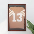 thumbnail image 1 of Merrick Lane Jersey Display Case, 24x36, Hanger Display, Solid Pine Wood, Mahogany Finish, 1 of 13
