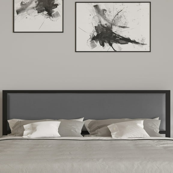 Merrick Lane King Size Headboard Dark Gray Fabric Upholstered Headboard With Metal Frame and Adjustable Rail Slots