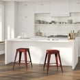thumbnail image 1 of Merrick Lane Metal 24" Counter Height Stool with Distressed Kelly Red Powder Coated Finish and Integrated Floor Glides, 1 of 8