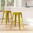thumbnail image 1 of Merrick Lane Metal 30" Bar Height Stool with Distressed Yellow Powder Coated Finish and Integrated Floor Glides, 1 of 8