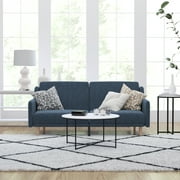 Merrick Lane Mid Century Modern Split-Back Sofa Futon with 3 Recline Positions In Elegant Navy Faux Linen Upholstery