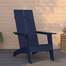 Merrick Lane Modern 2 Slat Back All-Weather Poly Resin Wood Adirondack Chair in Navy