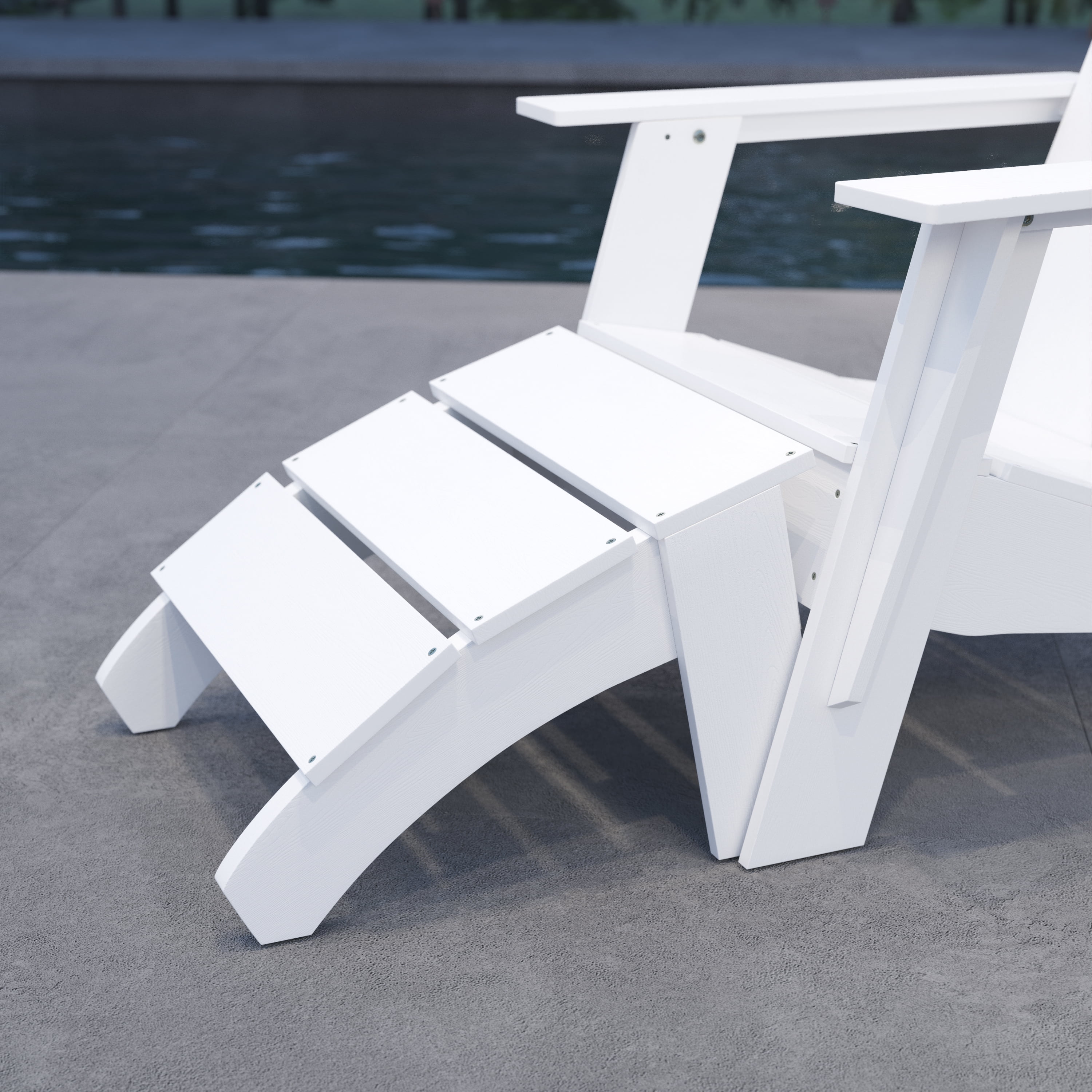 Merrick Lane Modern All-Weather Poly Resin Wood Adirondack Ottoman Foot ...