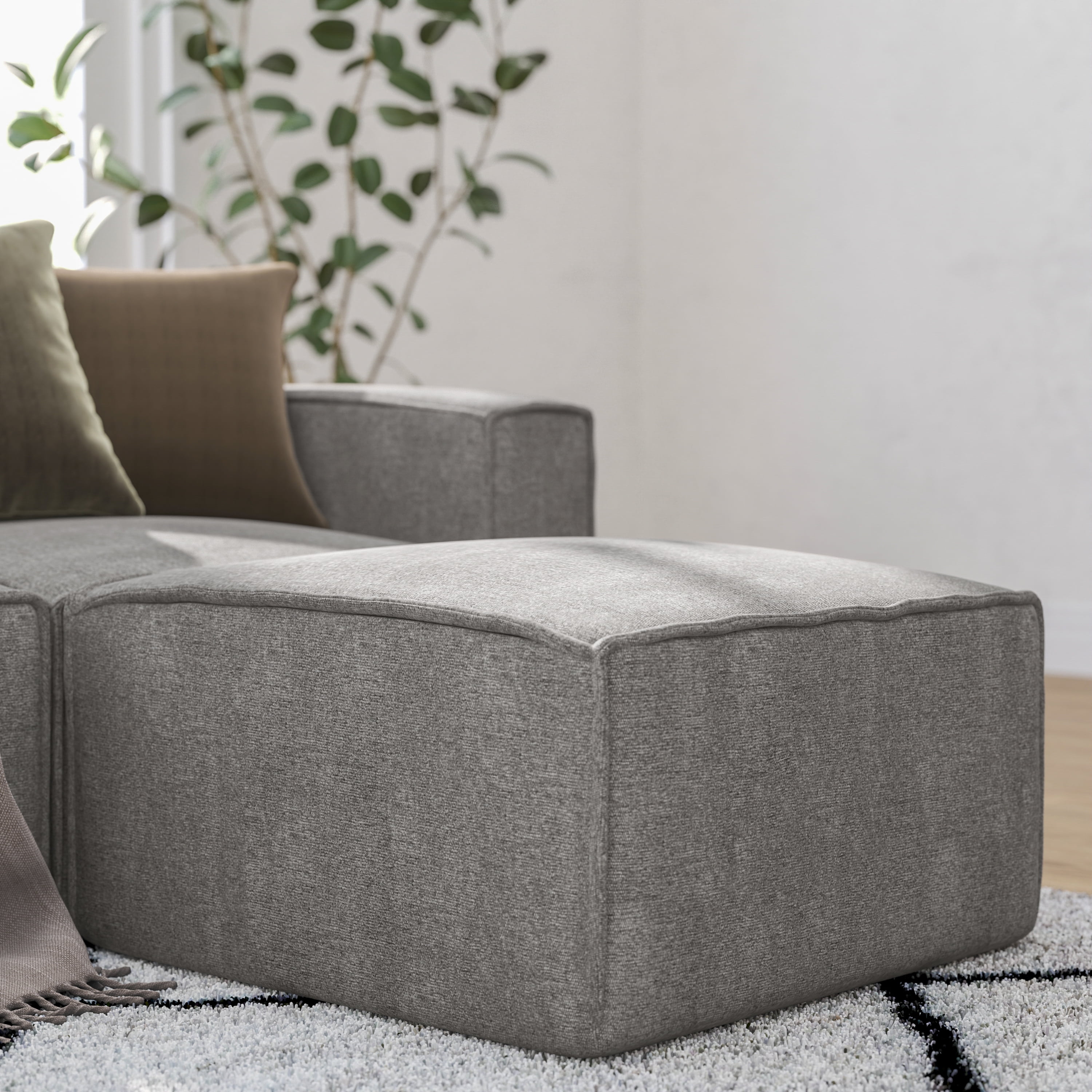 Merrick Lane Modular Ottoman Footrest in Gray