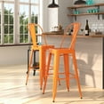 thumbnail image 1 of Merrick Lane Orange 30" High Metal Bar Height Stool with Removable Back for Indoor-Outdoor Use, 1 of 11