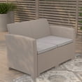 thumbnail image 1 of Merrick Lane Outdoor Furniture Resin Loveseat Light Gray Faux Rattan Wicker Pattern 2-Seat Loveseat With All-Weather Beige Cushions, 1 of 8