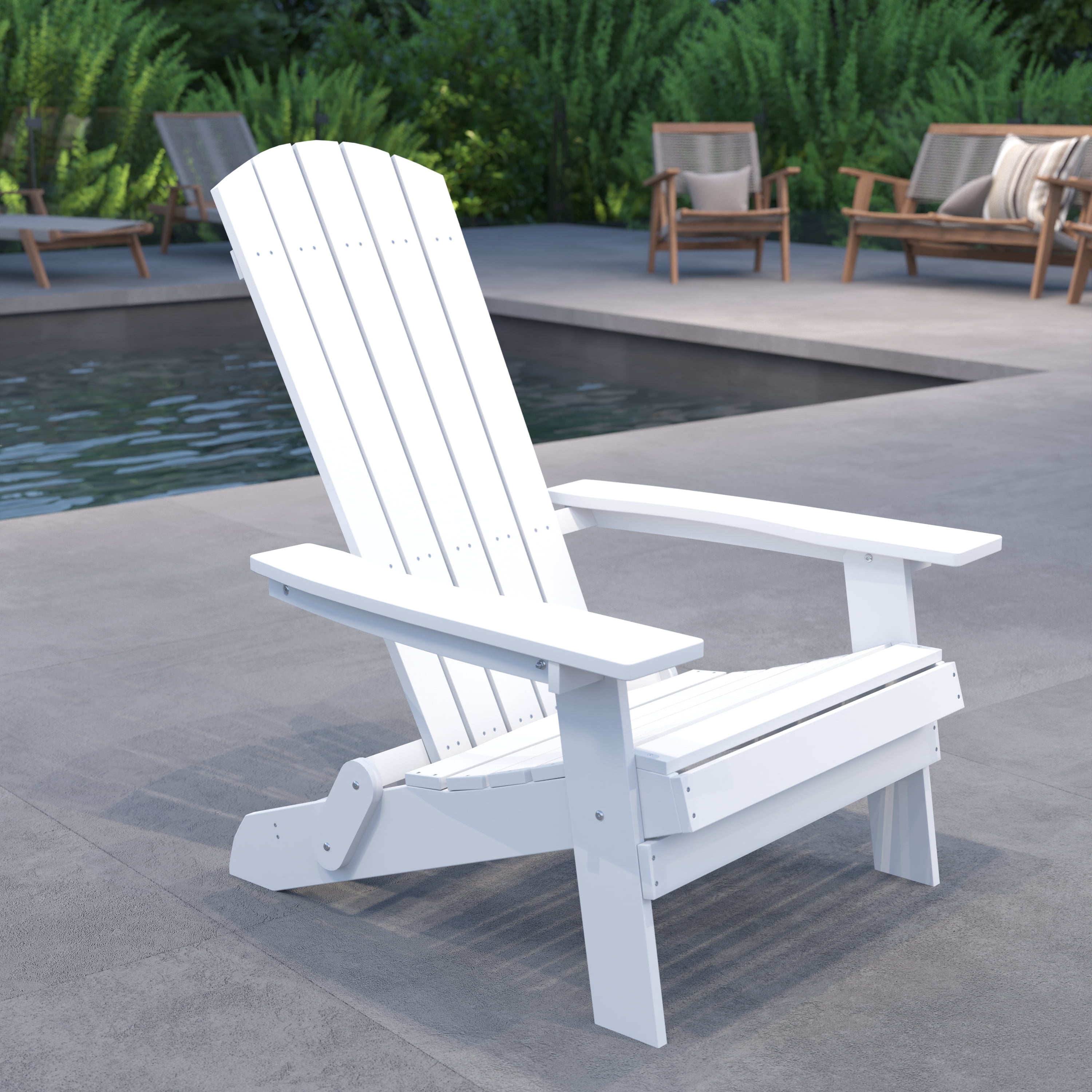 Merrick Lane White All-Weather Poly Resin Adirondack Chair - Walmart ...