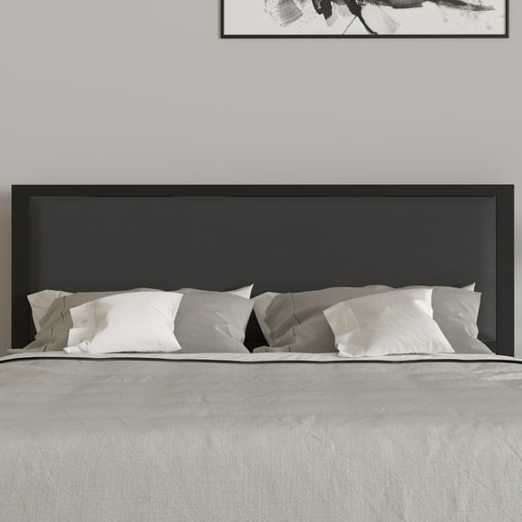 Merrick Lane Queen Size Headboard Black Fabric Upholstered Headboard With Metal Frame and Adjustable Rail Slots
