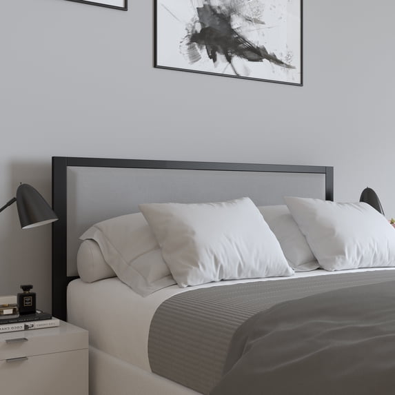 Merrick Lane Queen Size Headboard Light Gray Fabric Upholstered Headboard With Metal Frame and Adjustable Rail Slots