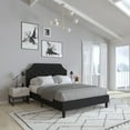 thumbnail image 1 of Merrick Lane Queen Size Platform Bed with Slatted Support Contemporary Black Tufted Fabric Upholstery with Gold Accent Nail Trim, 1 of 9