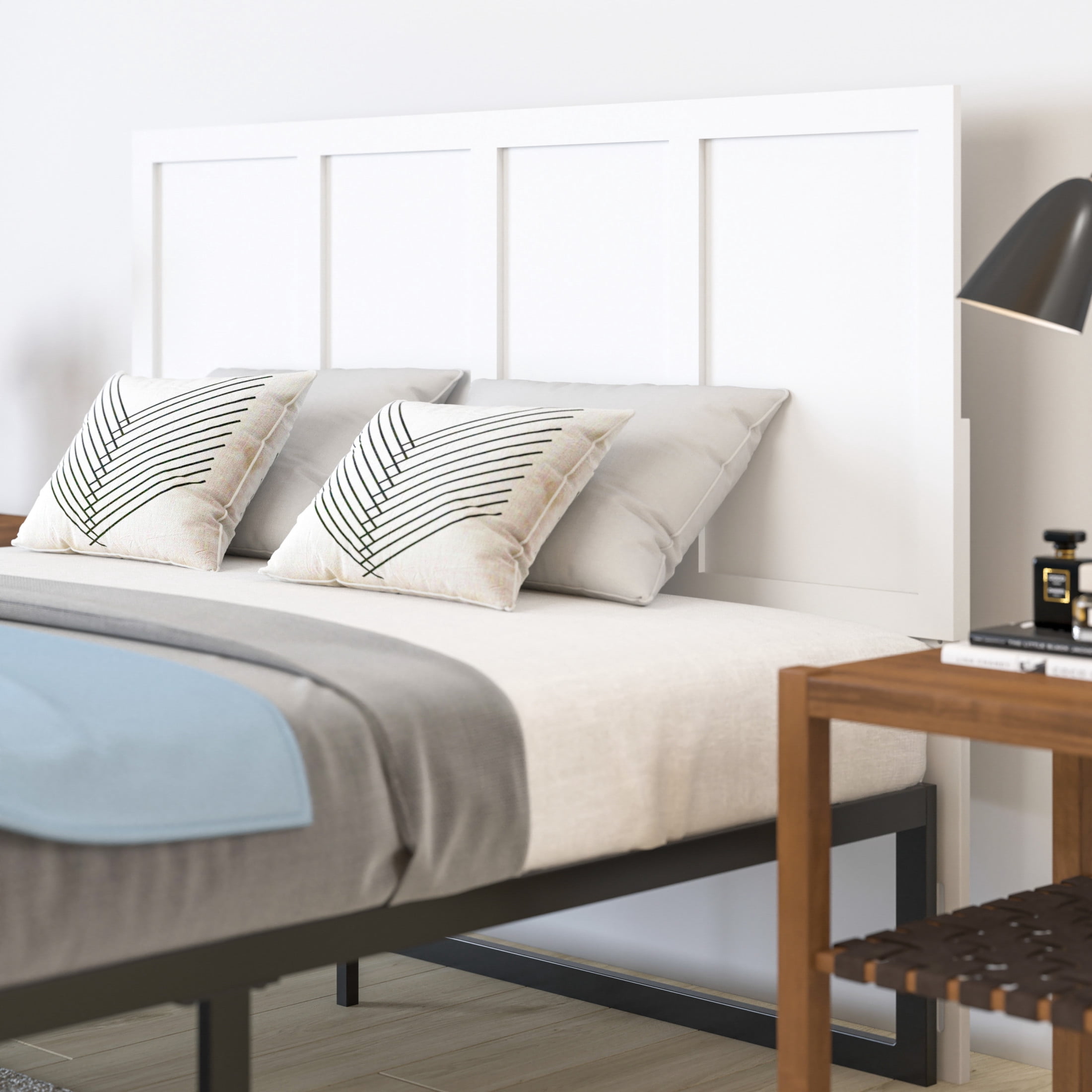 Merrick Lane Queen Size Raised Panel Wooden Adjustable Headboard ...