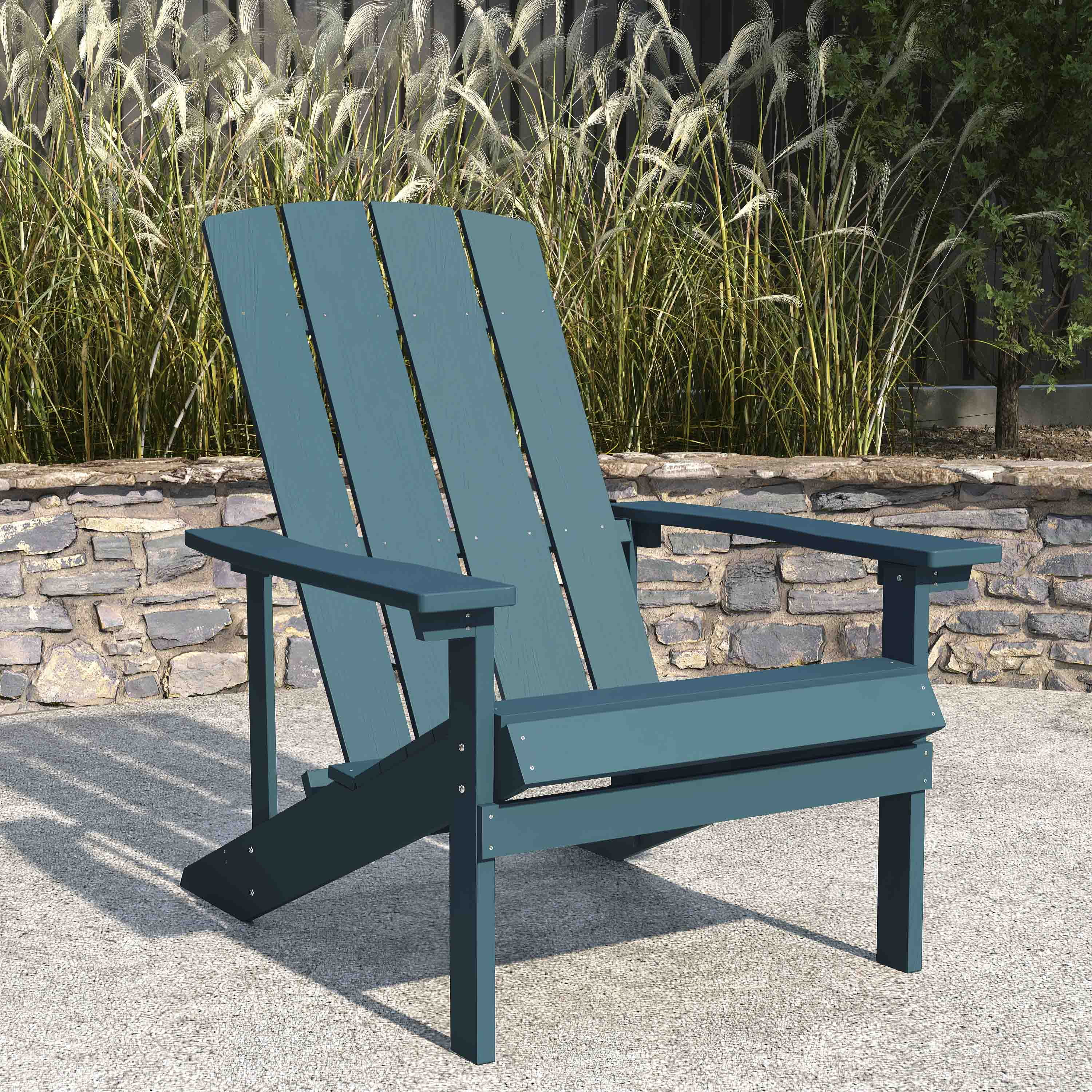 Merrick Lane Sea Foam Adirondack Patio Chair With Vertical Lattice Back And Weather Resistant Frame