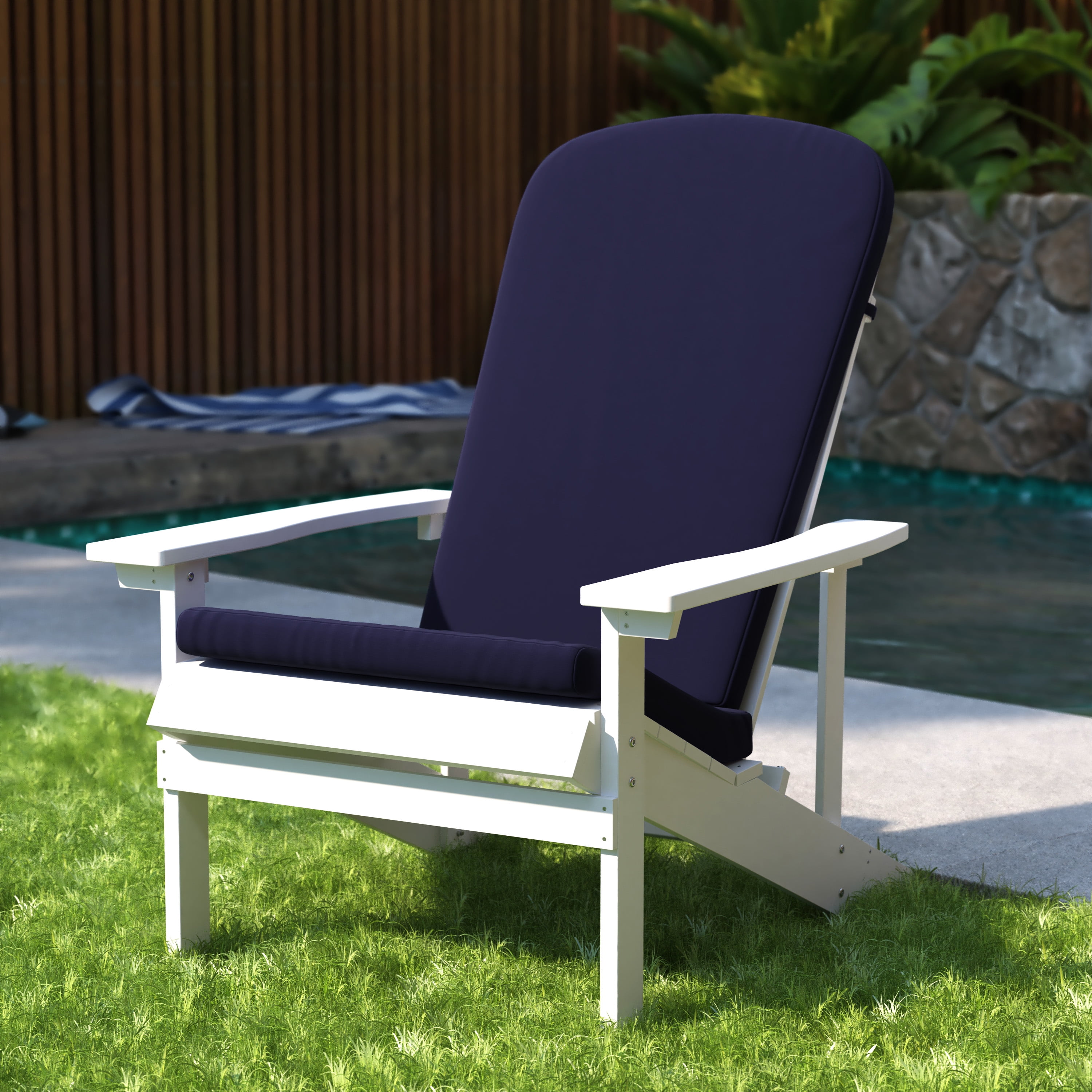 Indoor & Outdoor Seat/Black Cushion Color: Marine Blue