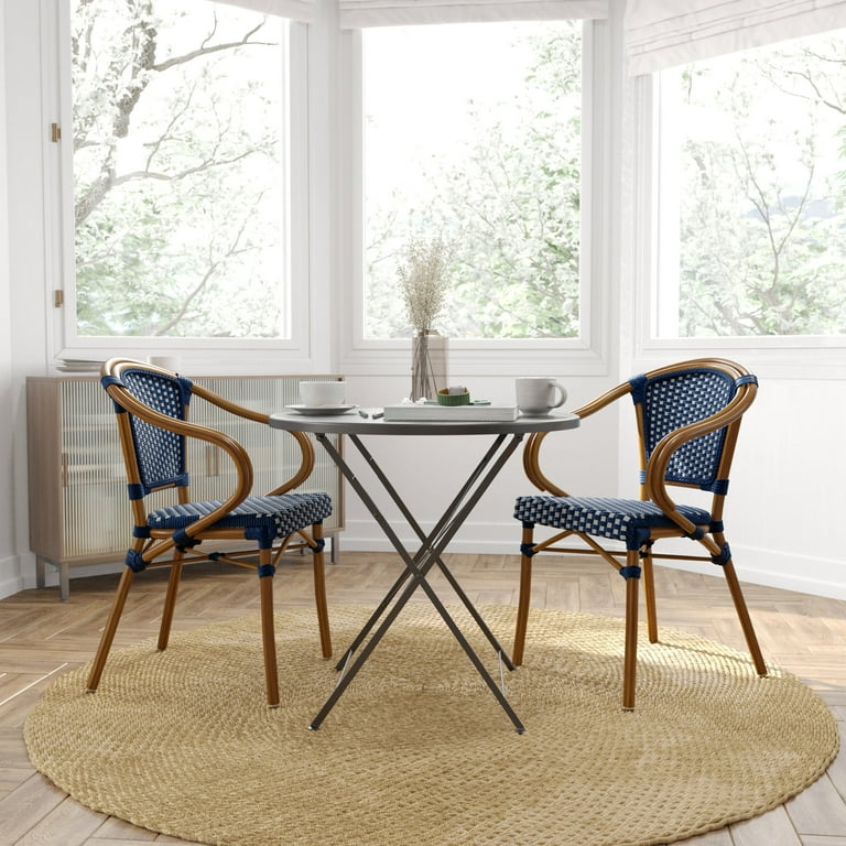 Set of Two White Metal Indoor Outdoor Dining Chairs Set of Two White Metal Indoor Outdoor Dining Chairs