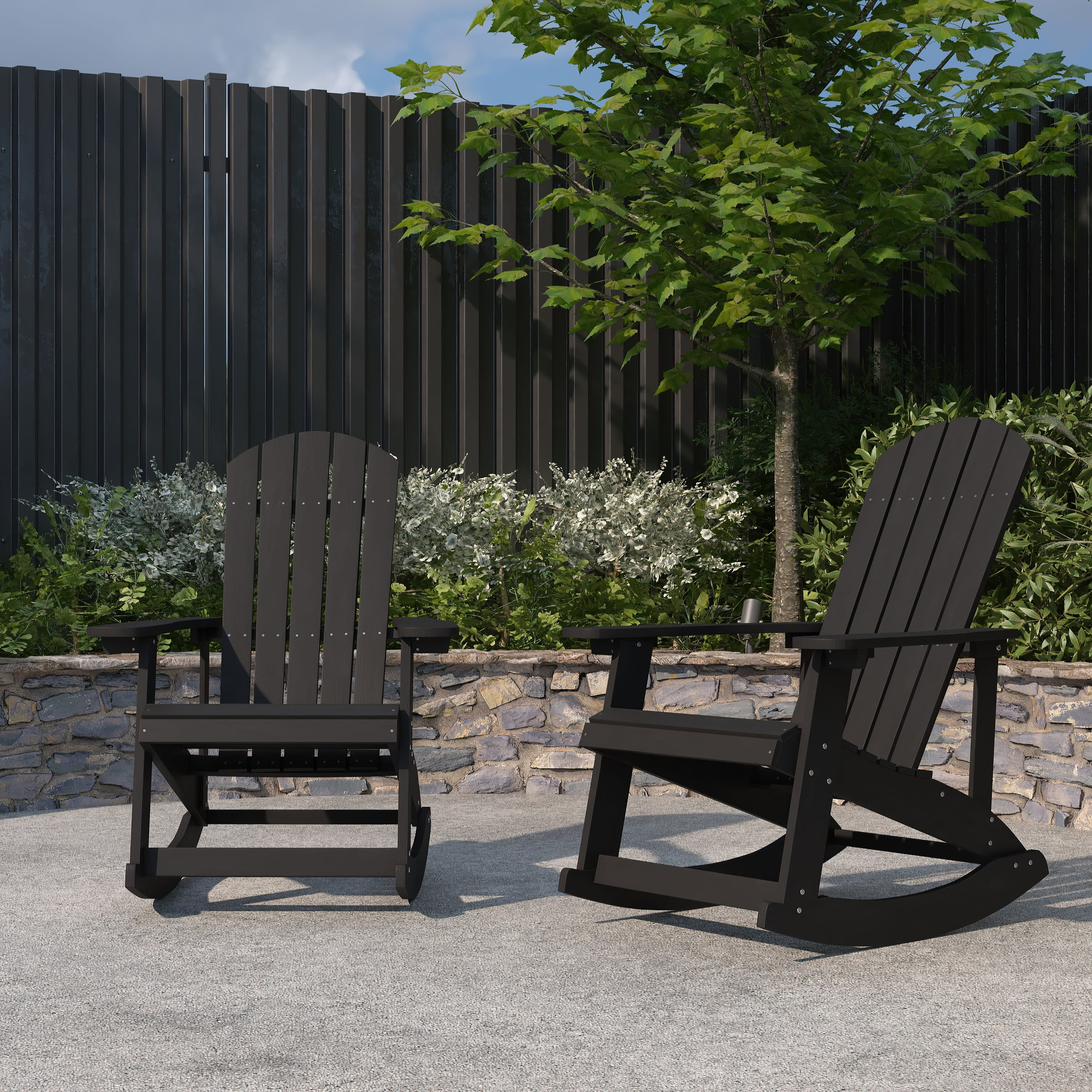 Merrick Lane Set of 2 AllWeather Polyresin Adirondack Rocking Chair
