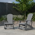 thumbnail image 1 of Merrick Lane Set of 2 All-Weather Polyresin Adirondack Rocking Chair with Vertical Slats in Gray, 1 of 12