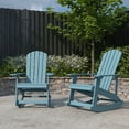 thumbnail image 1 of Merrick Lane Set of 2 All-Weather Polyresin Adirondack Rocking Chair with Vertical Slats in Sea Foam, 1 of 12