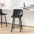 thumbnail image 1 of Merrick Lane Set of 2 Modern Black Faux Leather Upholstered Counter Stools with Contoured, Low Back Bucket Seats and Iron Frames, 1 of 12