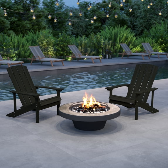 Merrick Lane Set of 2 Slate Gray Adirondack Patio Chairs With Vertical Lattice Back And Weather Resistant Frame