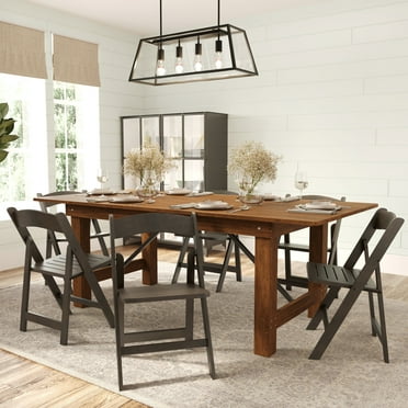 Merrick Lane Set of 2 Solid Wood Dining Chairs with Foldable Design and Elegant Finish in Early American
