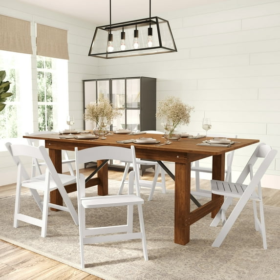 Merrick Lane Set of 2 Solid Wood Dining Chairs with Foldable Design and Elegant Finish in White