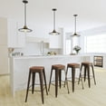 thumbnail image 1 of Merrick Lane Set of Four 30 Inch Tall Gray Metal Backless Wood Square Seat Bar Stools With Cross Braces, 1 of 15