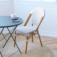 thumbnail image 1 of Merrick Lane Set of Two Indoor/Outdoor Stacking Bistro Chairs with White and Gray Patterned Seats and Backs & Bamboo Finished Aluminum Frames, 1 of 12