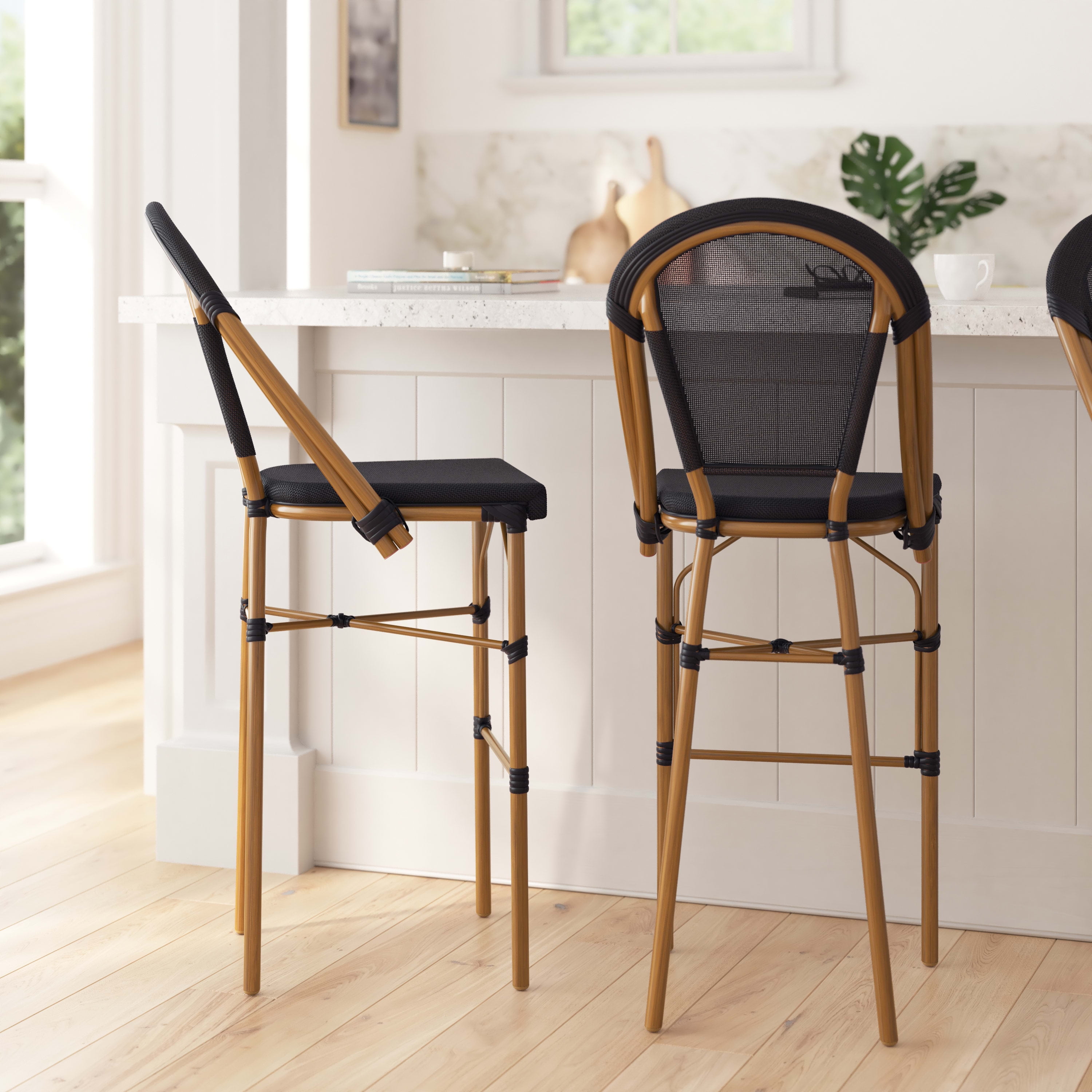 Merrick Lane Stackable French Bistro Bar Stools, Indoor
