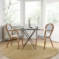 thumbnail image 1 of Merrick Lane Set of Two Stacking Thonet Bistro Style Chair with Arms, White & Navy PE Rattan Seat, and Bamboo Metal Frame for Indoor/Outdoor Use, 1 of 15