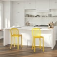 thumbnail image 1 of Merrick Lane Square Seat Curved Powder Coated Finish Bar Stool, Yellow, 1 of 13