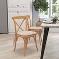 thumbnail image 1 of Merrick Lane Stackable Oak Finish Wooden Cross Back Bistro Dining Chair with Cushion, 1 of 7