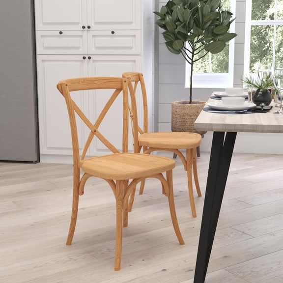 Merrick Lane Stackable Oak Wooden Cross Back Bistro Dining Chair